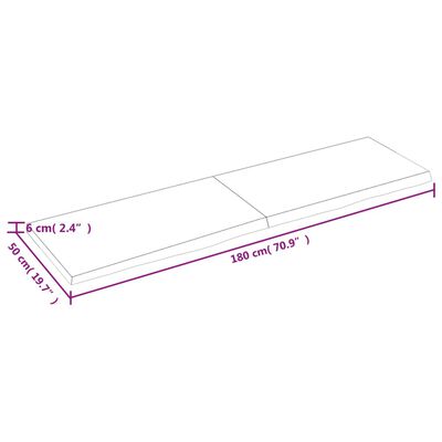 vidaXL vannitoa tasapind, helepruun, 180 x 50 x (2-6) cm, täispuit