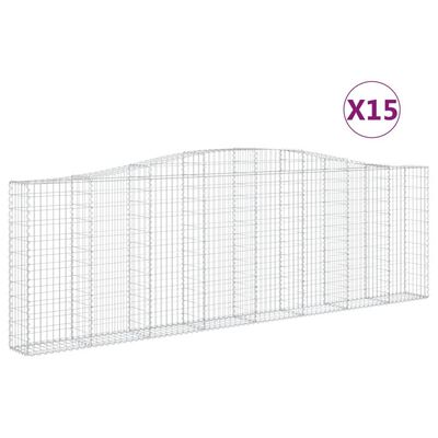 vidaXL kaarekujulised gabioonkorvid 15 tk, 400x30x120/140 cm, raud