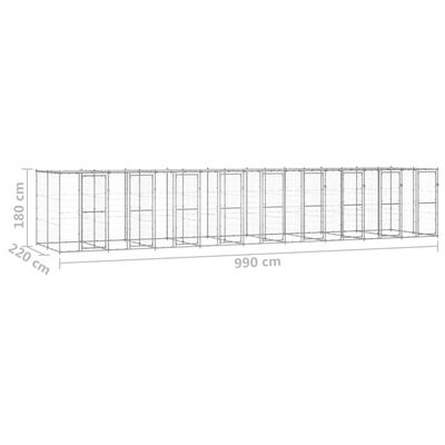 vidaXL koeraaedik katusega, tsingitud teras, 21,78 m²