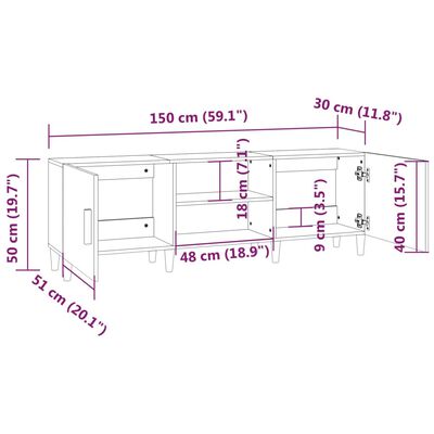 vidaXL telerikapp, betoonhall, 150x30x50 cm, tehispuit