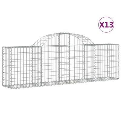 vidaXL kaarekujulised gabioonkorvid 13 tk, 200x30x60/80 cm, raud