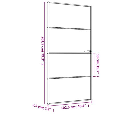 vidaXL õhuke siseuks, must, 102,5x201,5 cm, klaas ja alumiinium