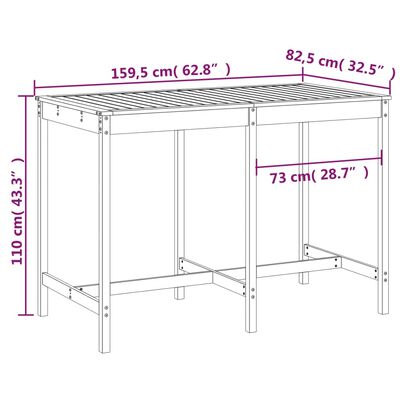 vidaXL aialaud, 159,5 x 82,5 x 110 cm, männipuit