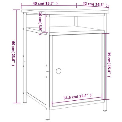 vidaXL öökapid 2 tk, hall Sonoma tamm, 40x42x60 cm, tehispuit