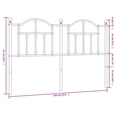 vidaXL metallist voodipeats, valge, 140 cm