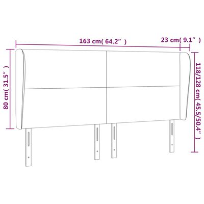 vidaXL voodipeats servadega, helehall, 163x23x118/128 cm, samet