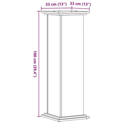 vidaXL taimealus, Sonoma tamm, 33 x 33 x 100 cm, tehispuit