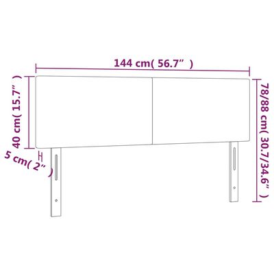 vidaXL voodipeatsid 2 tk, helehall, 72x5x78/88 cm, samet