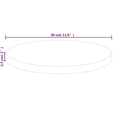 vidaXL ümmargune lauaplaat, Ø30 x 2,5 cm, töötlemata tammepuit