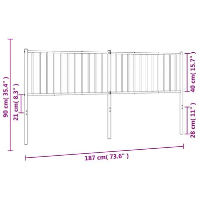 vidaXL metallist voodipeats, valge, 180 cm