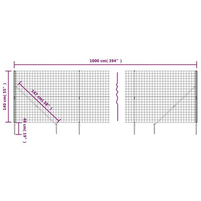 vidaXL traataed vaiadega, antratsiithall, 1,4x10 m