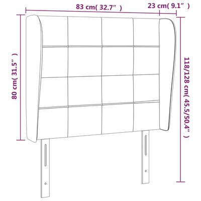 vidaXL voodipeats servadega, tumeroheline, 83x23x118/88 cm, samet