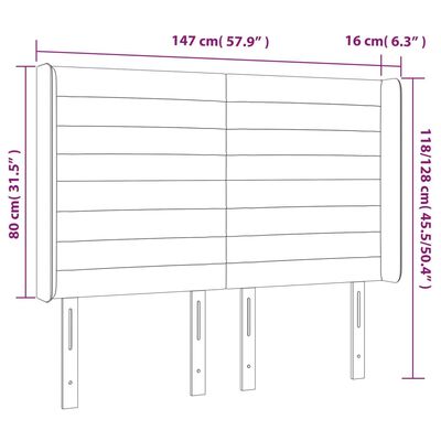 vidaXL voodipeats servadega, pruunikashall, 147x16x118/128 cm, kangas