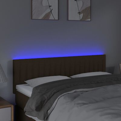 vidaXL LED-voodipeats, tumepruun, 144x5x78/88 cm, kangas