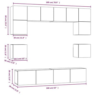 vidaXL 8-osaline telerikappide komplekt, betoonhall, tehispuit