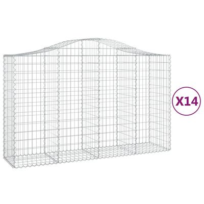 vidaXL kaarekujulised gabioonkorvid 14 tk, 200x50x120/140 cm, raud