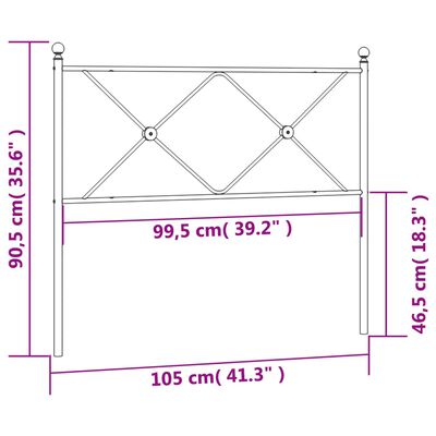 vidaXL metallist voodipeats, must, 100 cm