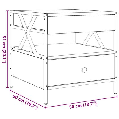 vidaXL kohvilaud LED-tuledega, hall Sonoma tamm, 50x50x51 cm