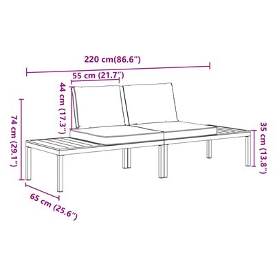 vidaXL 2-osaline aiadiivani komplekt patjadega, must, alumiinium