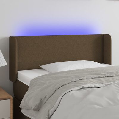 vidaXL LED-voodipeats, tumepruun, 103x16x78/88 cm, kangas