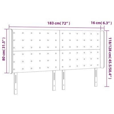 vidaXL LED-voodipeats, tumehall, 183x16x118/128 cm, kangas