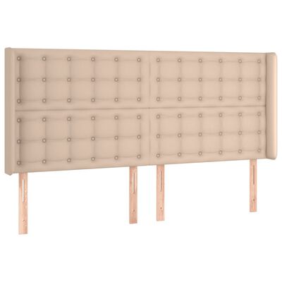 vidaXL LED-voodipeats, Cappuccino, 203x16x118/128 cm, kunstnahk