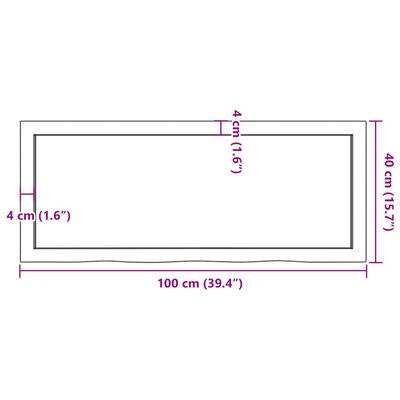 vidaXL seinariiul, helepruun, 100 x 40 x (2-6) cm, töödeldud tammepuit