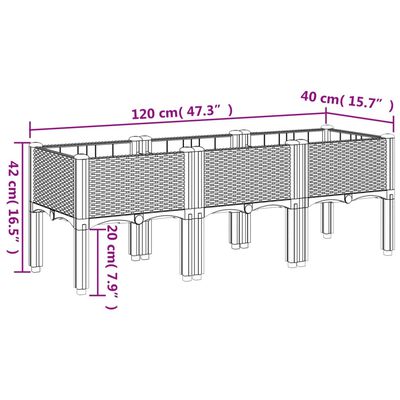 vidaXL jalgadega taimekast, pruun, 120 x 40 x 42 cm, PP