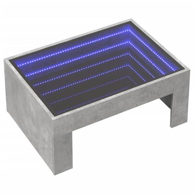 vidaXL kohvilaud LED-tuledega, betoonhall, 70x50x30 cm