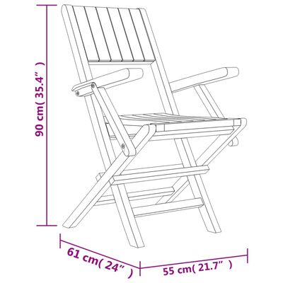 vidaXL kokkupandavad aiatoolid 6 tk, 55 x61 x 90 cm, tiikpuu