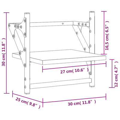 vidaXL lattidega seinariiulid 2 tk, pruun tamm, 30 x 25 x 30 cm