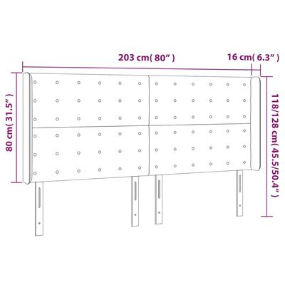 vidaXL voodipeats servadega, pruunikashall, 203x16x118/128 cm, kangas