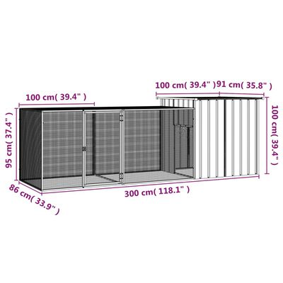 vidaXL kanapuur, hall, 300x91x100 cm, tsingitud teras