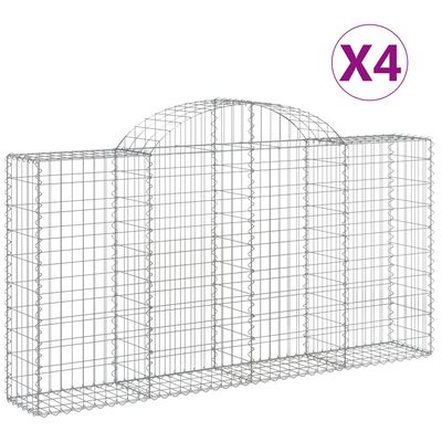 vidaXL kaarekujulised gabioonkorvid 4 tk, 200x30x100/120 cm, raud