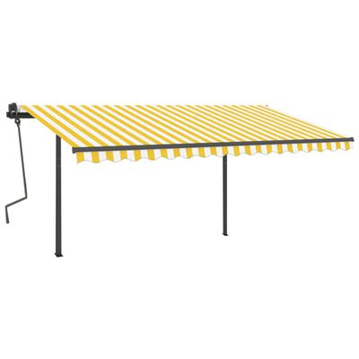 vidaXL automaatne varikatus, LED, tuuleandur, 4x3 m, kollane ja valge