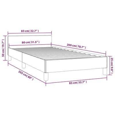 vidaXL voodiraam peatsiga, must, 80x200 cm, samet