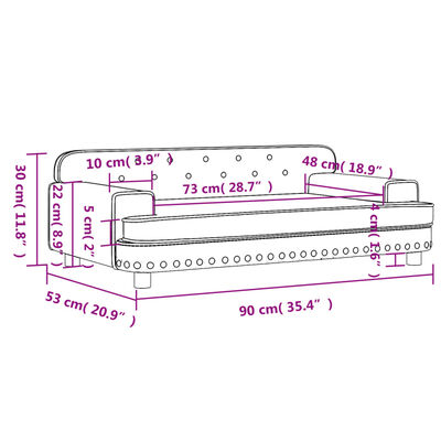 vidaXL lastediivan, must, 90 x 53 x 30 cm, samet