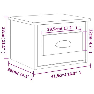 vidaXL seinale kinnitatav öökapp, suitsutatud tamm, 41,5 x 36 x 28 cm