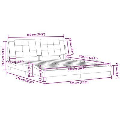 vidaXL voodiraam LED-tuledega, must, 180 x 200 cm, kunstnahk