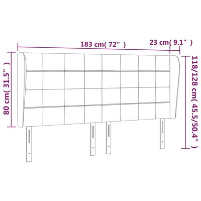 vidaXL voodipeats servadega, tumehall, 183x23x118/128 cm, samet