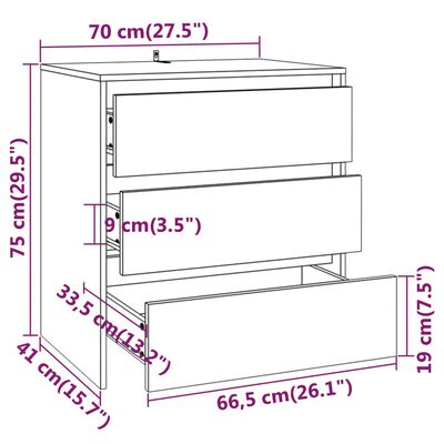 vidaXL puhvetkapp, must, 70x41x75 cm, tehispuit