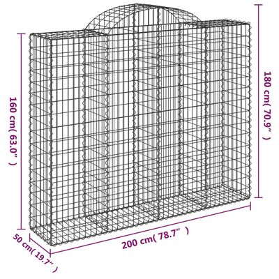 vidaXL kaarekujulised gabioonkorvid 3 tk, 200x50x160/180 cm, raud