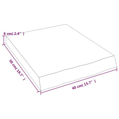 vidaXL vannitoa töötasapind, helepruun, 40 x 50 x (2–6) cm, täispuit