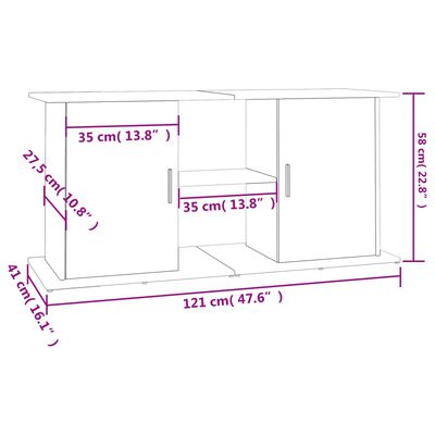 vidaXL akvaariumi alus, pruun tamm, 121 x 41 x 58 cm, tehispuit