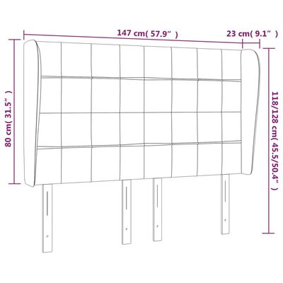 vidaXL voodipeats servadega, must, 147x23x118/128 cm, samet