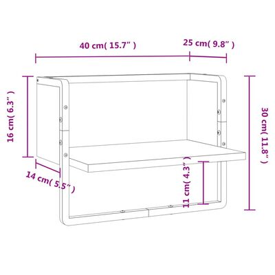 vidaXL latiga seinariiul, must, 40 x 25 x 30 cm