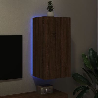 vidaXL teleri seinakapp LED-tuledega, pruun tamm, 40,5 x 35 x 80 cm