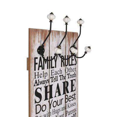 vidaXL riidenagi kuue konksuga, 120 x 40 cm, "FAMILY RULES"