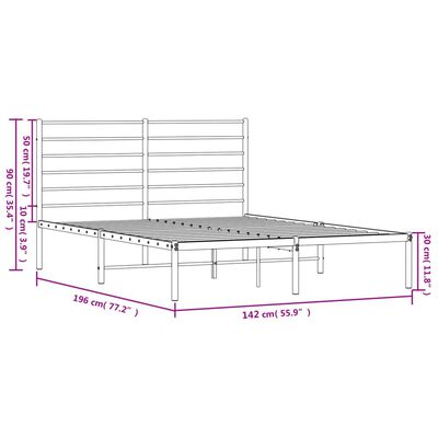 vidaXL metallist voodiraam peatsiga, must, 135x190 cm