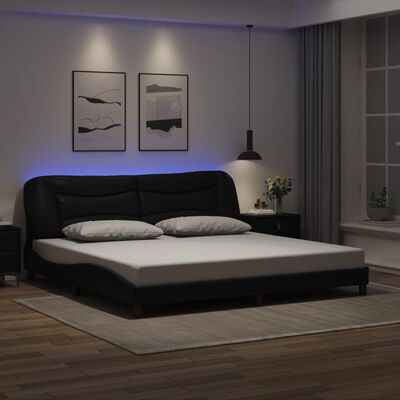 vidaXL voodiraam LED-tuledega, must, 200 x 200 cm, kunstnahk